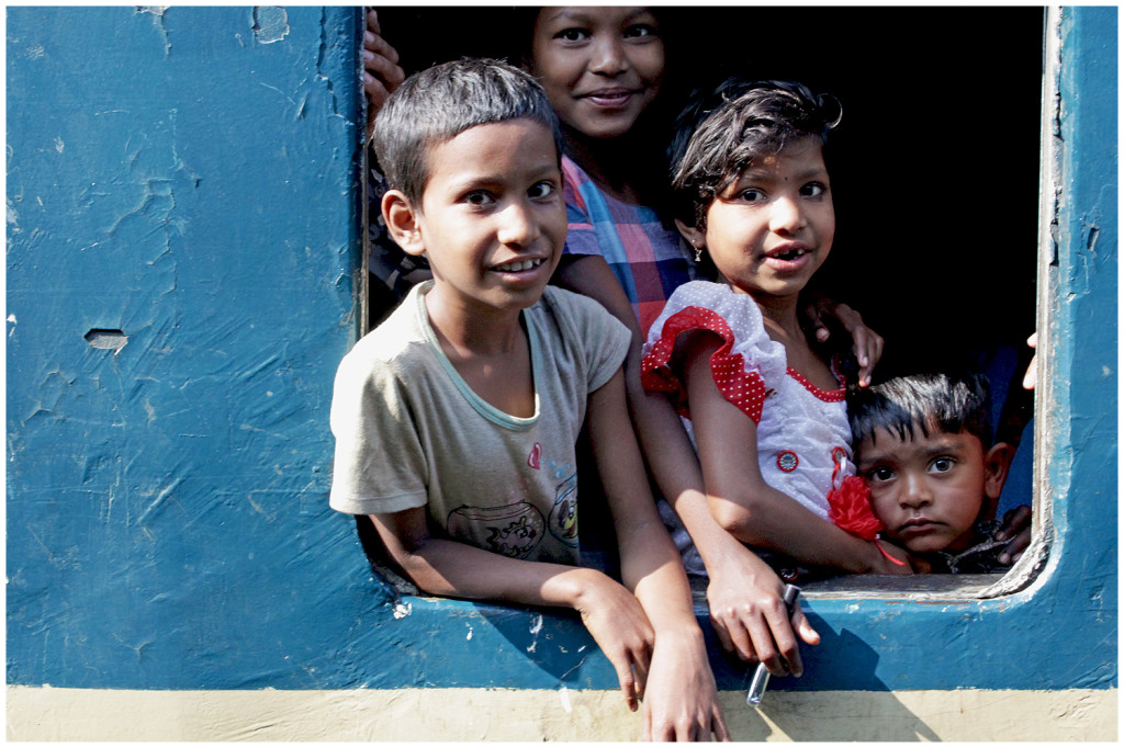 Kids on the train on our way to Srimangal