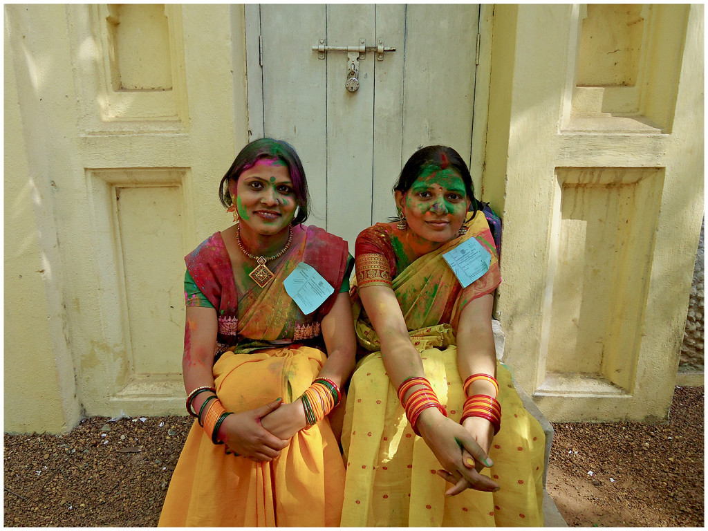 Student girls at Holi in Santiniketan