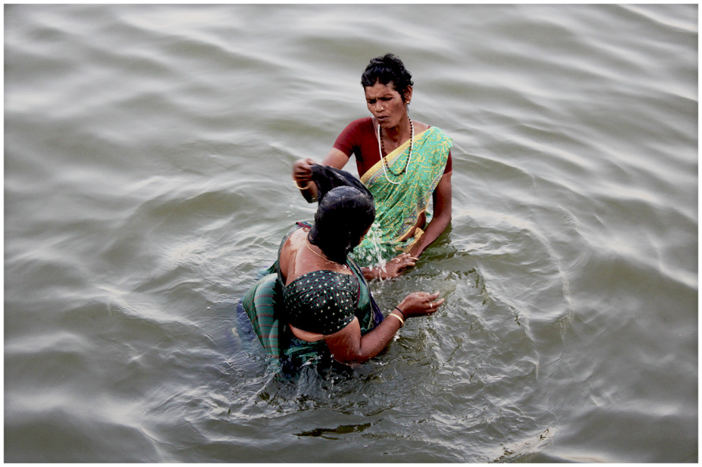 Bathing in the Ganga river.