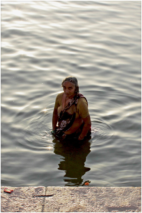 Bathing in the Ganga river.