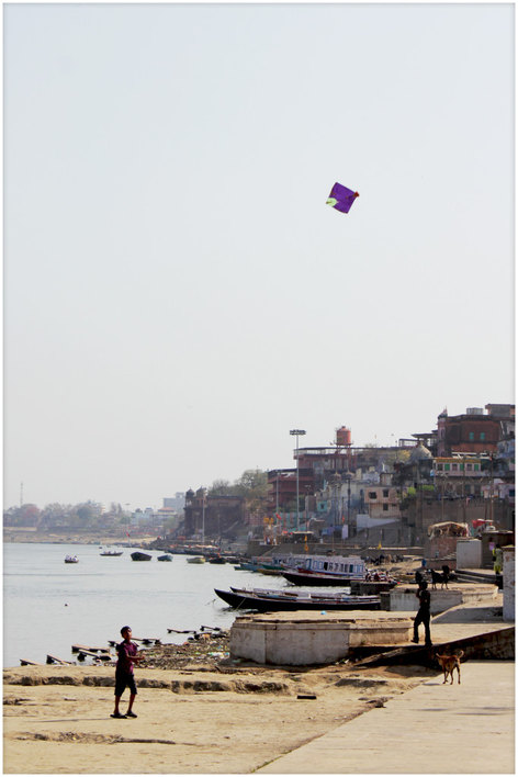 Kiting next to the river.