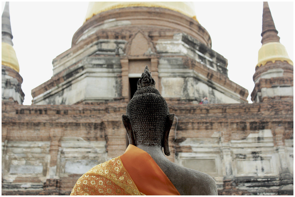 Ayutthaya buddha in front of temple